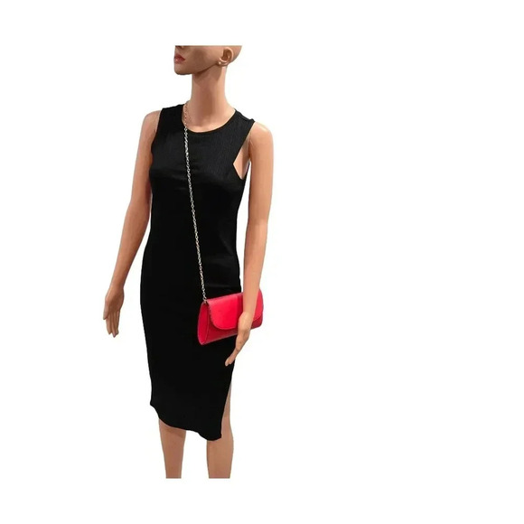 Red Clutch Purse with Gold Chain Strap - Picture 9 of 13